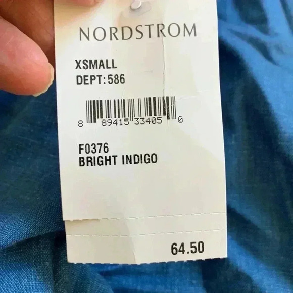 Madewell NWT  deep indigo, cotton/linen shorts with elastic waist band. - Picture 4 of 6